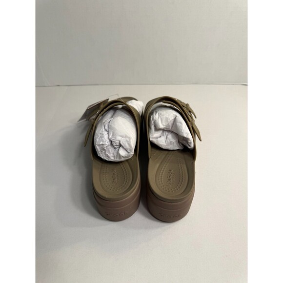 0145 Crocs Brooklyn Buckle Low Wedge Beige-US 9 Womens - Picture 5 of 5